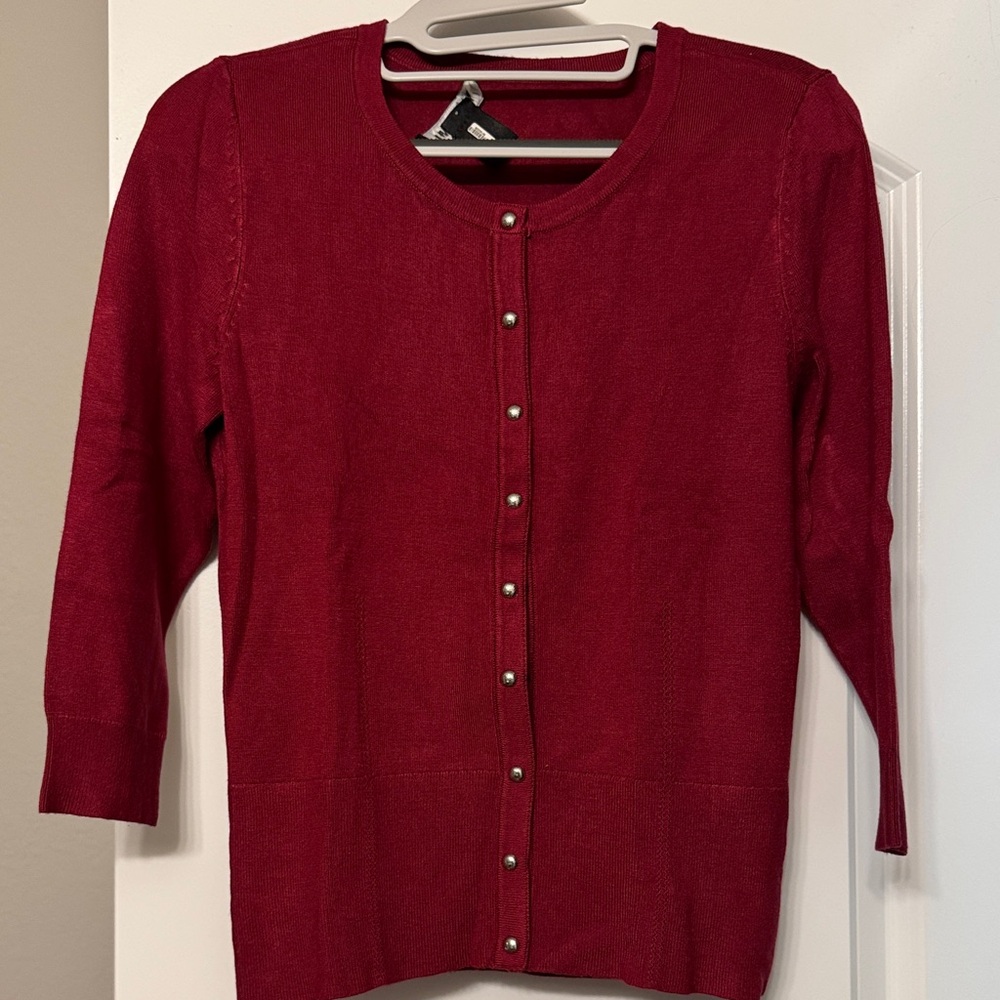 Women's Red Cardigan Sweater WHBM XS